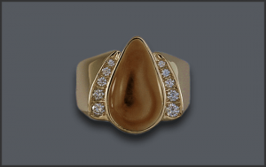Women's Ivory Ring with Diamonds on Both Sides