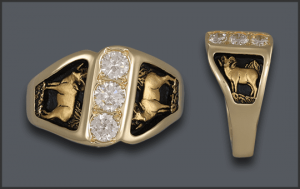 Men's 3-Diamond Ram Ring