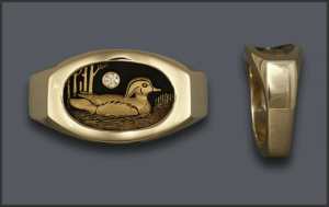 Men's Wood Duck Ring High Profile