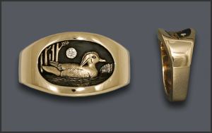 Men's Wood Duck Ring Low Profile