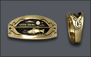 Men's 14 k Walleye Fish Ring