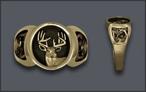 Men's Whitetail Deer Head Ring