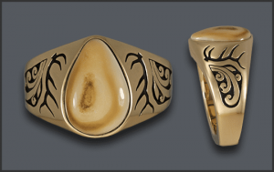 Men's Ivory Ring with Antler Inlay