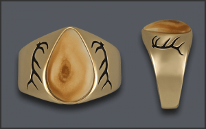 Men's Elk Ivory Ring, with Antler Inlay, using your bull elk ivory