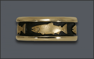 Men's 14 k Chinook Salmon Wedding Band