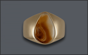Men's Plain Gold Ivory Ring