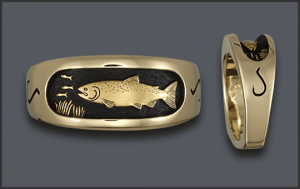 Men's 14k Chinook Hybrid Wedding Band with Hook on Sides