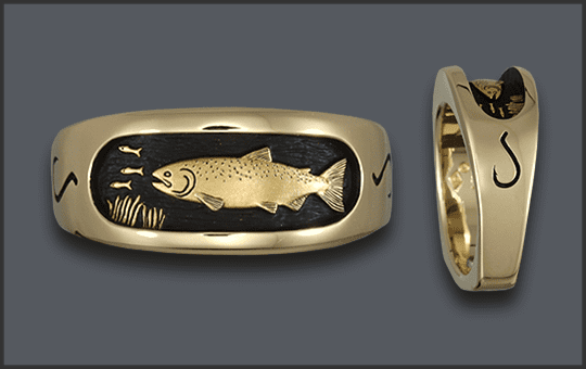 Men's 14k Chinook Hybrid Wedding Band with Hook on Sides