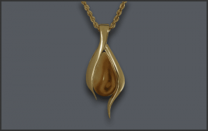 Women's Wishbone Pendant with Ivory in 14k Gold