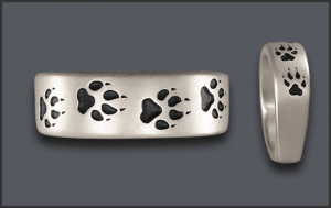 Men's Silver Wolf Track Wedding Hybrid Band Matte Finish