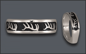 Men's Silver Elk Antler Wedding Hybrid Band