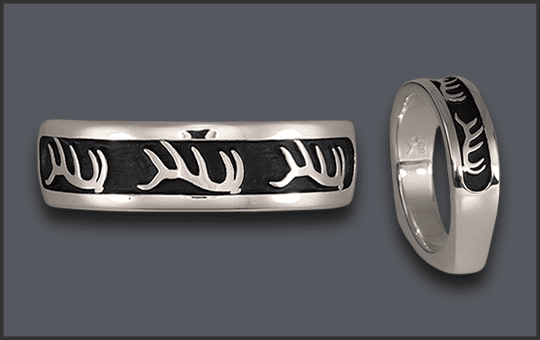 Men's Silver Elk Antler Wedding Hybrid Band