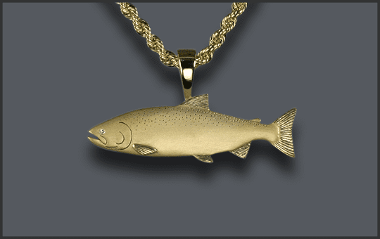 Men's Chinook Salmon Pendant With Diamond Eye