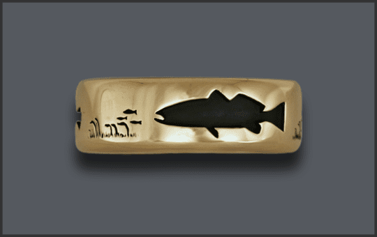 Men's 14k Fish Wedding Band with Speckled Trout
