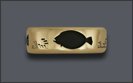 Men's 14k Fishing Wedding Band with Flounder