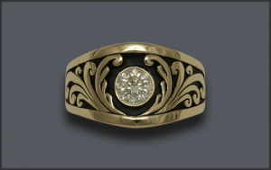 Men's Custom 1ct Diamond Scroll Ring