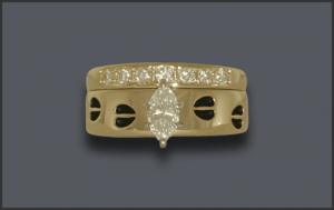 Women's 14k Custom Marquis Diamond Solitaire Ring With Tracks