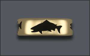 Men's 14k Fish Wedding Band With Salmon