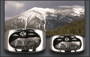Men's and Women's Goat Mountain Wedding Rings