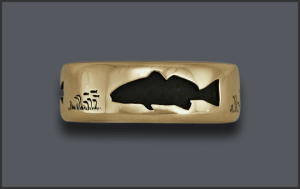 Men's 14k Fishing Wedding Band with Redfish